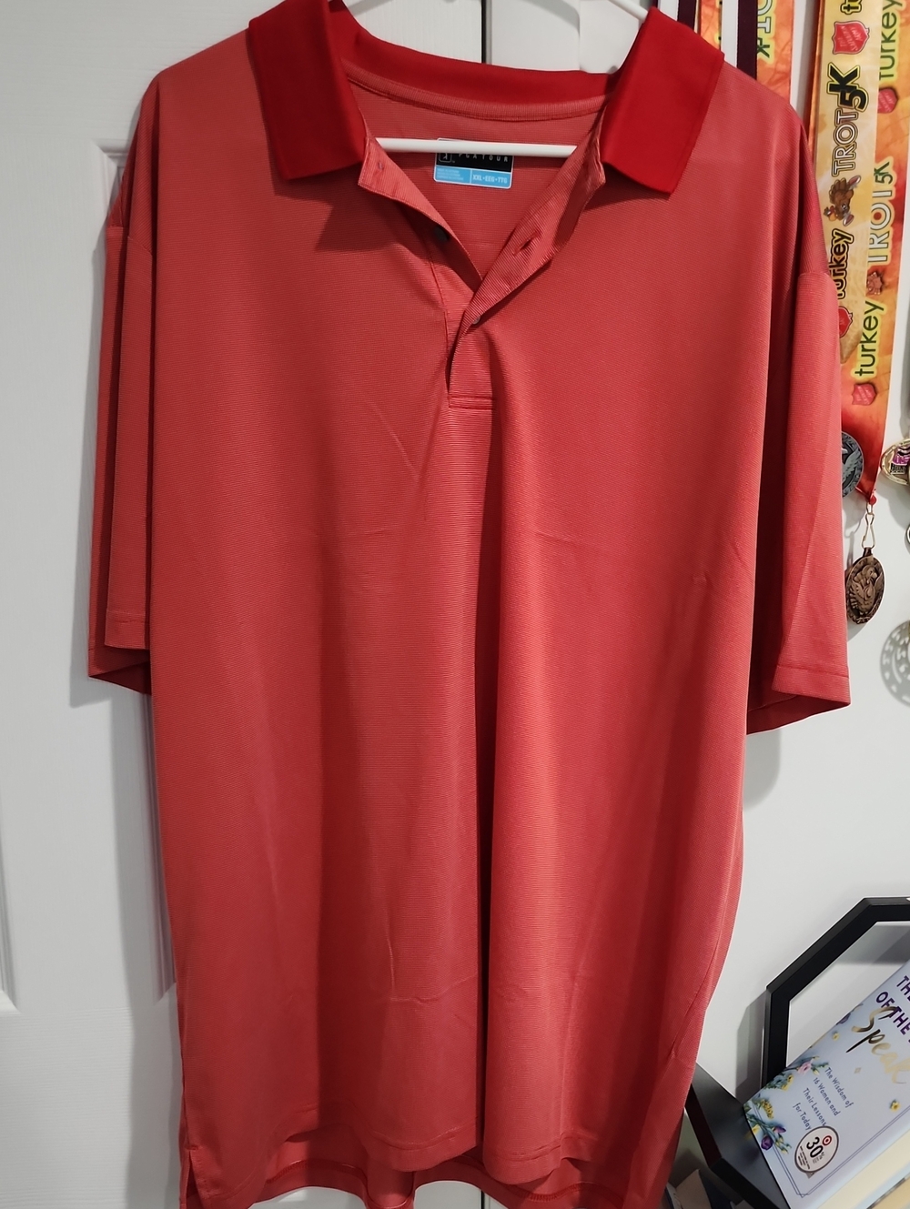 PGA Tour Coral Red Men's Polo Shirt